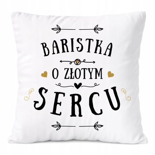 Poduszka Dla Baristki na Prezent z Nadrukiem ze Zdjęciem Biała PoliDraw