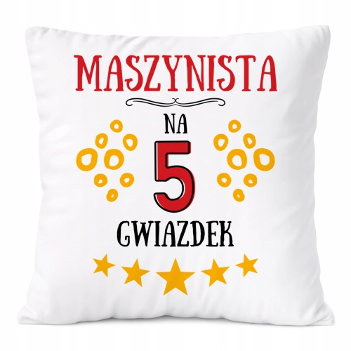 Poduszka Dla Maszynisty na Prezent z Nadrukiem ze Zdjęciem Biała PoliDraw