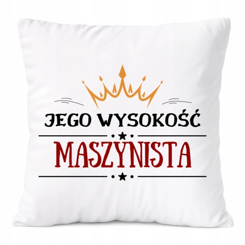 Poduszka Dla Maszynisty na Prezent z Nadrukiem ze Zdjęciem Biała PoliDraw