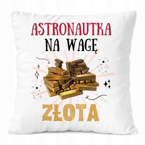 Poduszka Dla Astronautki na Prezent z Nadrukiem ze Zdjęciem Biała PoliDraw