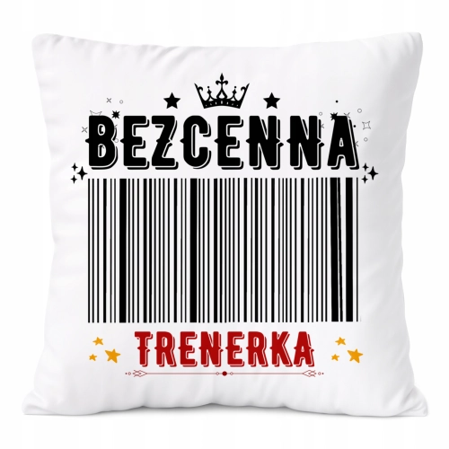 Poduszka Dla Trenerki na Prezent z Nadrukiem ze Zdjęciem Biała PoliDraw