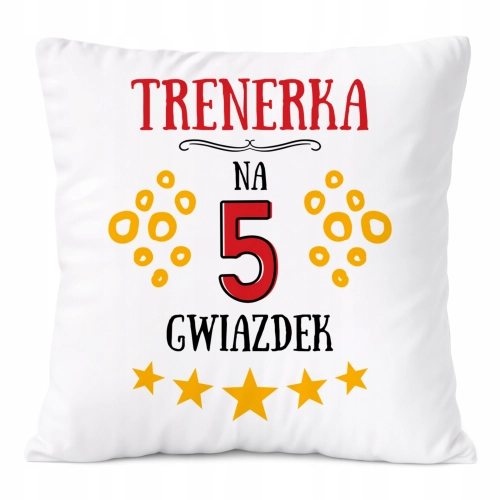 Poduszka Dla Trenerki na Prezent z Nadrukiem ze Zdjęciem Biała PoliDraw