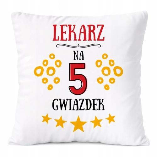 Poduszka Dla Lekarza na Prezent z Nadrukiem ze Zdjęciem Biała PoliDraw