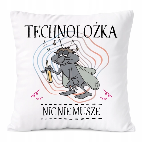 Poduszka Dla Technolożki na Prezent z Nadrukiem ze Zdjęciem Biała PoliDraw