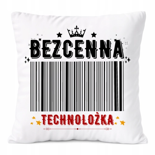 Poduszka Dla Technolożki na Prezent z Nadrukiem ze Zdjęciem Biała PoliDraw