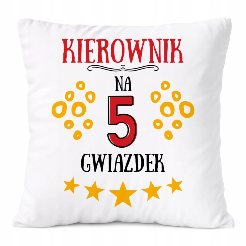 Poduszka Dla Kierownika na Prezent z Nadrukiem ze Zdjęciem Biała PoliDraw