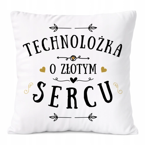 Poduszka Dla Technolożki na Prezent z Nadrukiem ze Zdjęciem Biała PoliDraw