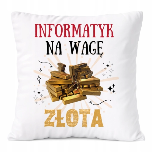 Poduszka Dla Informatyka na Prezent z Nadrukiem ze Zdjęciem Biała PoliDraw
