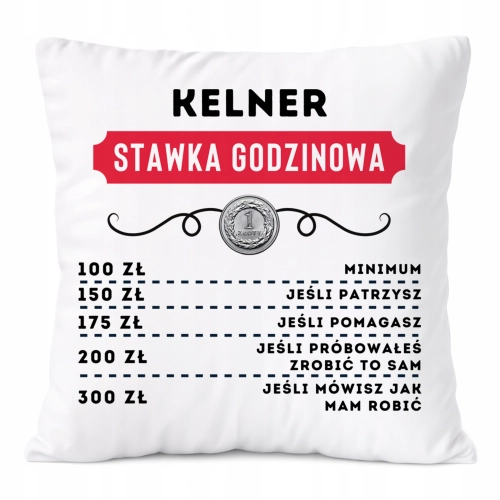 Poduszka Dla Kelnera na Prezent z Nadrukiem ze Zdjęciem Biała PoliDraw