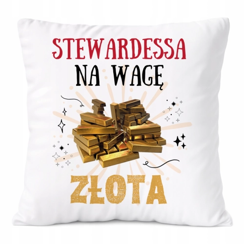 Poduszka Dla Stewardessy na Prezent z Nadrukiem ze Zdjęciem Biała PoliDraw