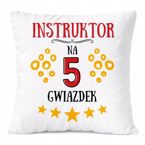 Poduszka Dla Instruktora na Prezent z Nadrukiem ze Zdjęciem Biała PoliDraw