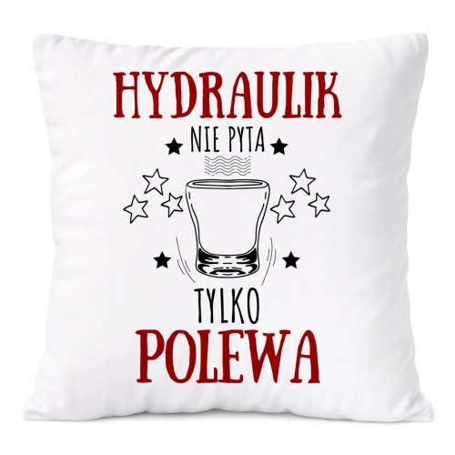 Poduszka Dla Hydraulika na Prezent z Nadrukiem ze Zdjęciem Biała PoliDraw