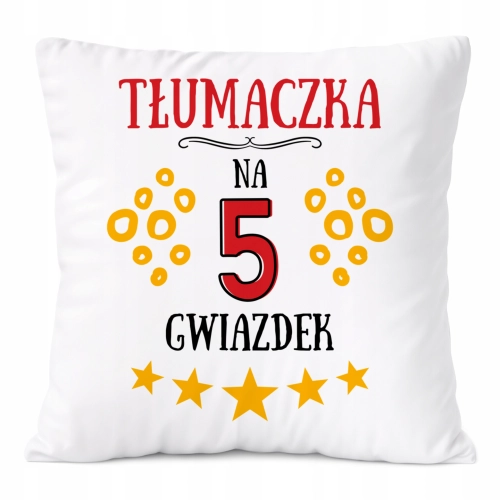 Poduszka Dla Tłumaczki na Prezent z Nadrukiem ze Zdjęciem Biała PoliDraw