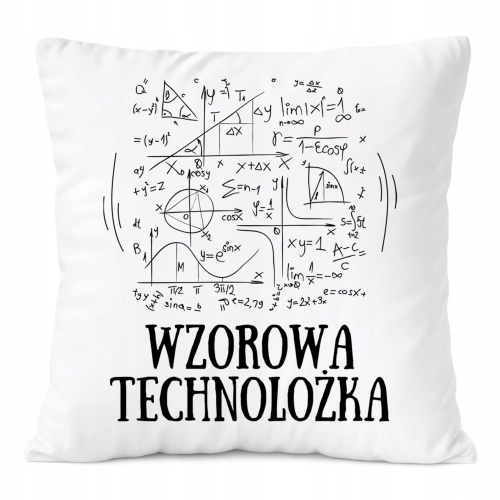 Poduszka Dla Technolożki na Prezent z Nadrukiem ze Zdjęciem Biała PoliDraw