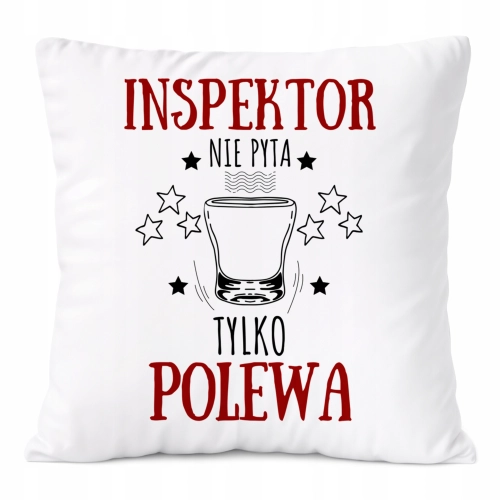 Poduszka Dla Inspektora na Prezent z Nadrukiem ze Zdjęciem Biała PoliDraw