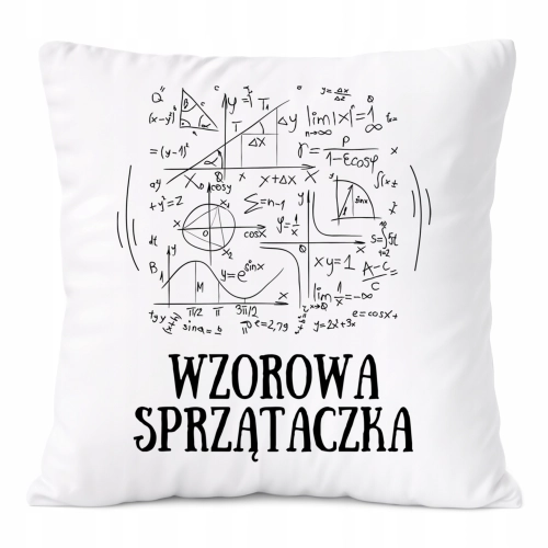 Poduszka Dla Sprzątaczki na Prezent z Nadrukiem ze Zdjęciem Biała PoliDraw