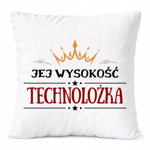 Poduszka Dla Technolożki na Prezent z Nadrukiem ze Zdjęciem Biała PoliDraw
