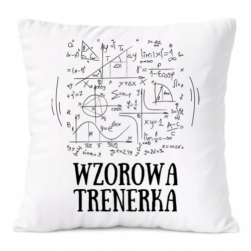 Poduszka Dla Trenerki na Prezent z Nadrukiem ze Zdjęciem Biała PoliDraw