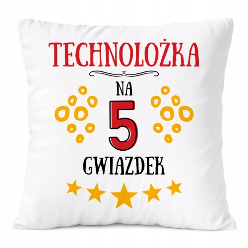 Poduszka Dla Technolożki na Prezent z Nadrukiem ze Zdjęciem Biała PoliDraw