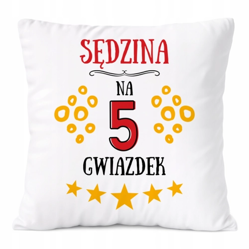 Poduszka Dla Sędziny na Prezent z Nadrukiem ze Zdjęciem Biała PoliDraw
