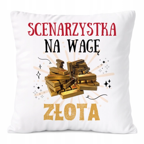 Poduszka Dla Scenarzystki na Prezent z Nadrukiem ze Zdjęciem Biała PoliDraw