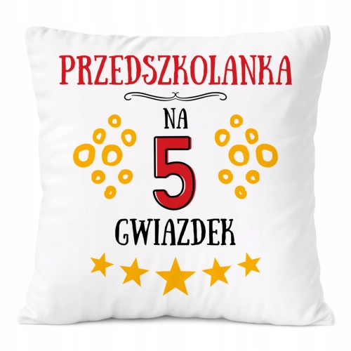 Poduszka Dla Przedszkolanki na Prezent z Nadrukiem ze Zdjęciem Biała
