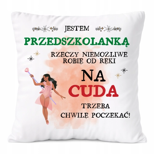 Poduszka Dla Przedszkolanki na Prezent z Nadrukiem ze Zdjęciem Biała