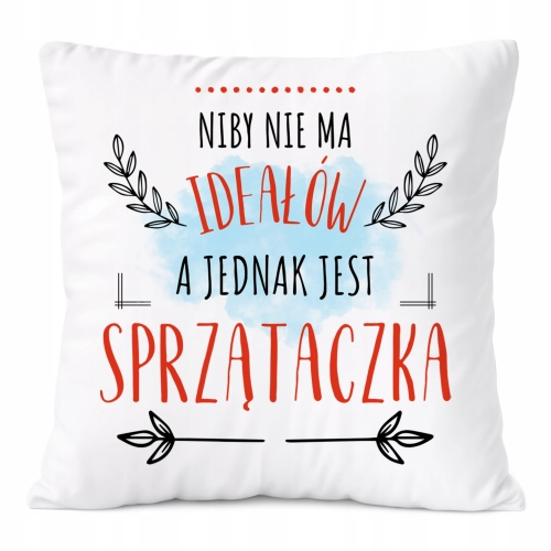 Poduszka Dla Sprzątaczki na Prezent z Nadrukiem ze Zdjęciem Biała PoliDraw