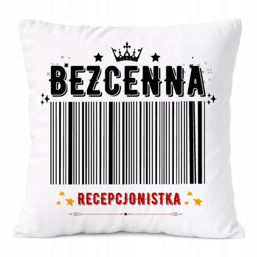 Poduszka Dla Recepcjonistki na Prezent z Nadrukiem ze Zdjęciem Biała