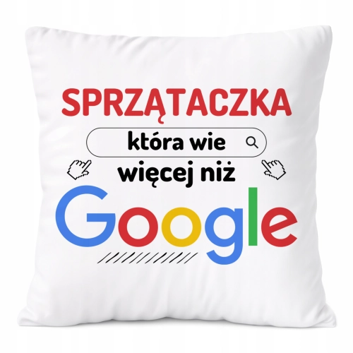 Poduszka Dla Sprzątaczki na Prezent z Nadrukiem ze Zdjęciem Biała PoliDraw