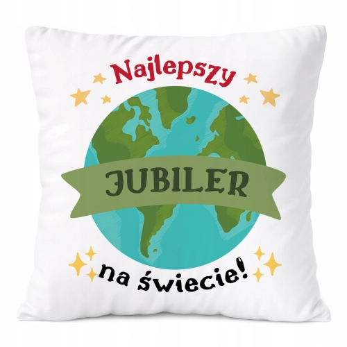 Poduszka Dla Jubilera na Prezent z Nadrukiem ze Zdjęciem Biała PoliDraw
