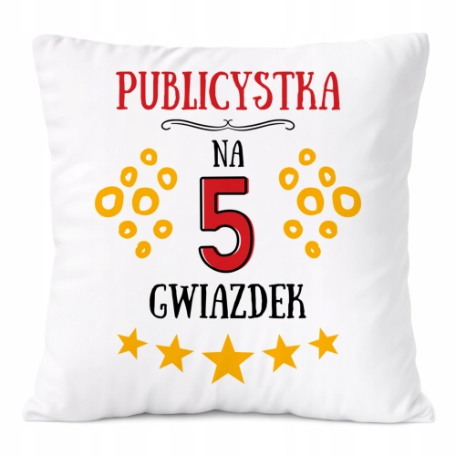Poduszka Dla Publicystki na Prezent z Nadrukiem ze Zdjęciem Biała PoliDraw