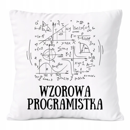 Poduszka Dla Programistki na Prezent z Nadrukiem ze Zdjęciem Biała PoliDraw
