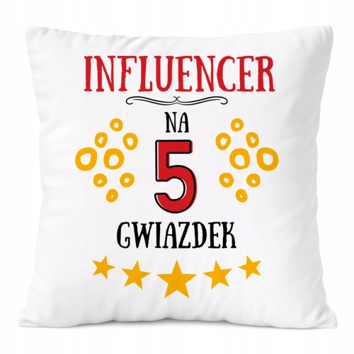 Poduszka Dla Influencera na Prezent z Nadrukiem ze Zdjęciem Biała PoliDraw