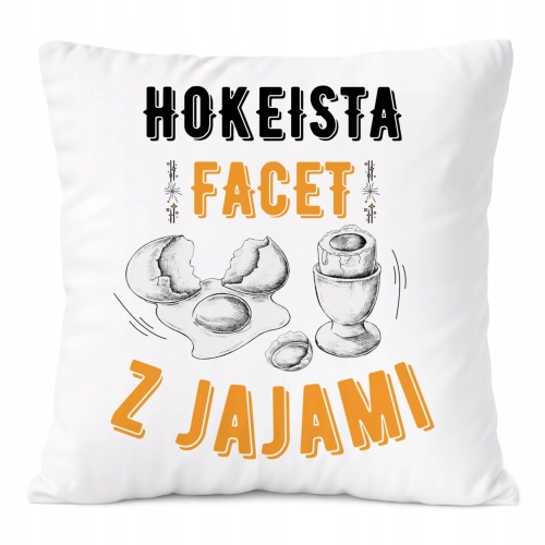 Poduszka Dla Hokeisty na Prezent z Nadrukiem ze Zdjęciem Biała PoliDraw