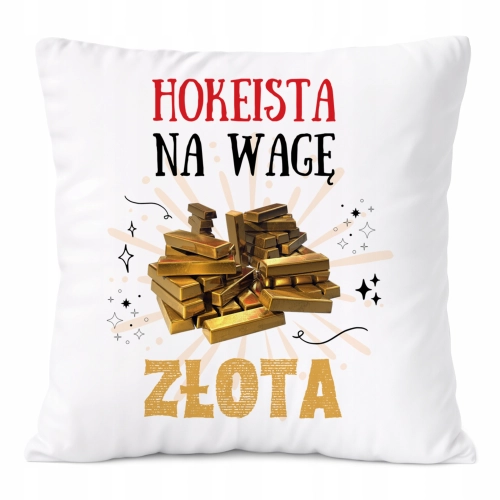 Poduszka Dla Hokeisty na Prezent z Nadrukiem ze Zdjęciem Biała PoliDraw