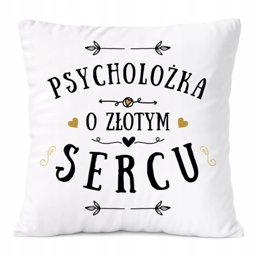 Poduszka Dla Psycholożki na Prezent z Nadrukiem ze Zdjęciem Biała PoliDraw