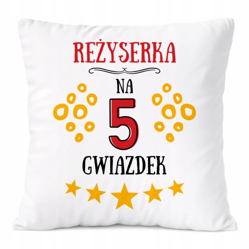 Poduszka Dla Reżyserki na Prezent z Nadrukiem ze Zdjęciem Biała PoliDraw