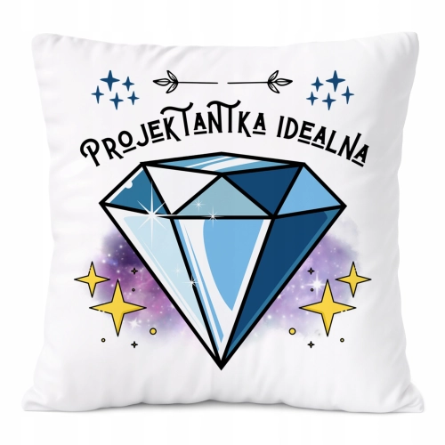 Poduszka Dla Projektantki na Prezent z Nadrukiem ze Zdjęciem Biała PoliDraw