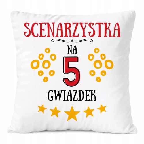 Poduszka Dla Scenarzystki na Prezent z Nadrukiem ze Zdjęciem Biała PoliDraw