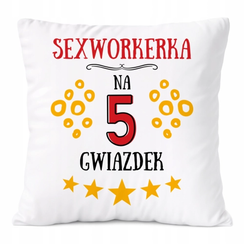 Poduszka Dla Sexworkerki na Prezent z Nadrukiem ze Zdjęciem Biała PoliDraw