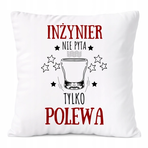 Poduszka Dla Inżyniera na Prezent z Nadrukiem ze Zdjęciem Biała PoliDraw