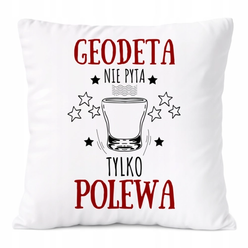 Poduszka Dla Geodety na Prezent z Nadrukiem ze Zdjęciem Biała PoliDraw