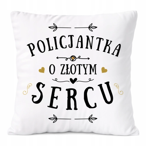 Poduszka Dla Policjantki na Prezent z Nadrukiem ze Zdjęciem Biała PoliDraw