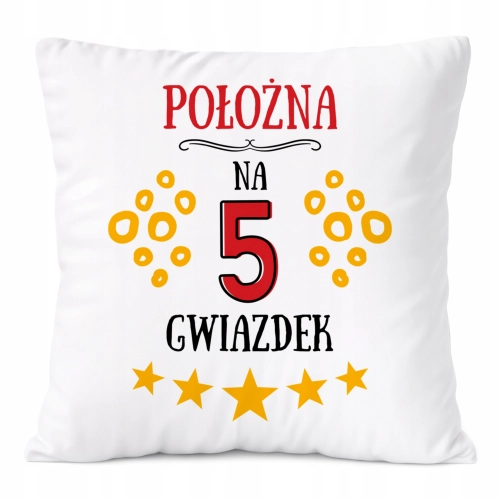 Poduszka Dla Położnej na Prezent z Nadrukiem ze Zdjęciem Biała PoliDraw