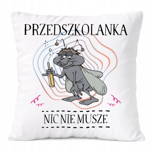 Poduszka Dla Przedszkolanki na Prezent z Nadrukiem ze Zdjęciem Biała