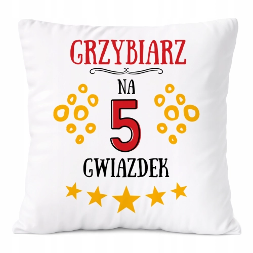 Poduszka Dla Grzybiarza na Prezent z Nadrukiem ze Zdjęciem Biała PoliDraw
