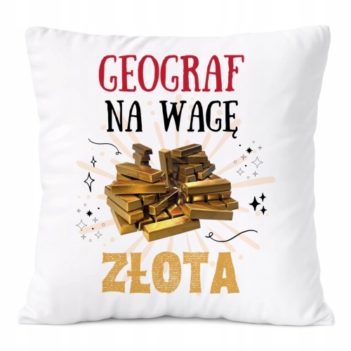 Poduszka Dla Geografa na Prezent z Nadrukiem ze Zdjęciem Biała PoliDraw