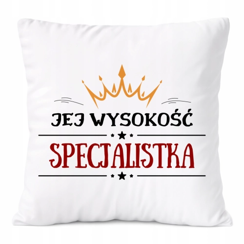 Poduszka Dla Specjalistki na Prezent z Nadrukiem ze Zdjęciem Biała PoliDraw