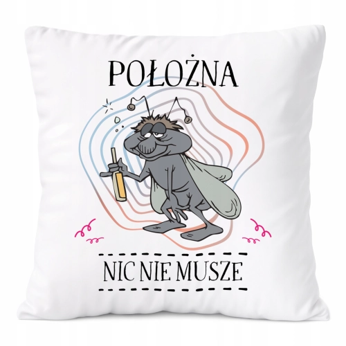 Poduszka Dla Położnej na Prezent z Nadrukiem ze Zdjęciem Biała PoliDraw